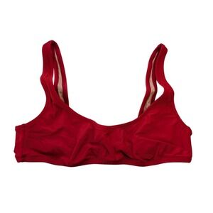 J.Crew Heritage Bikini‎ Top Red Scoop Neck Swim Beach Summer Size L NWT BX611